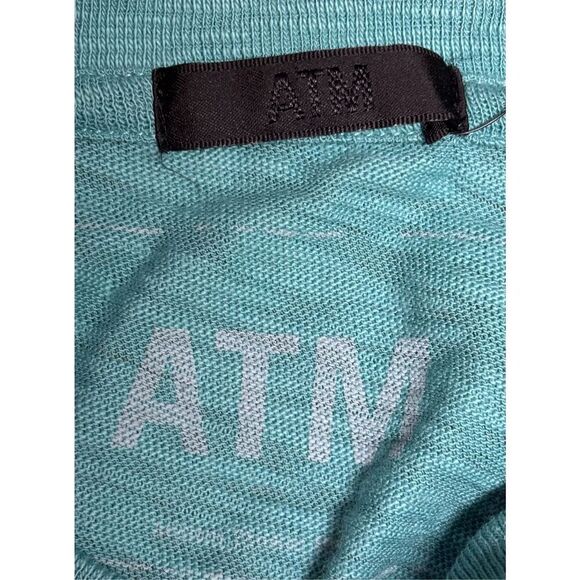 ATM Mens V-Neck Slub T-Shirt Green NWT Size Small - Picture 7 of 8